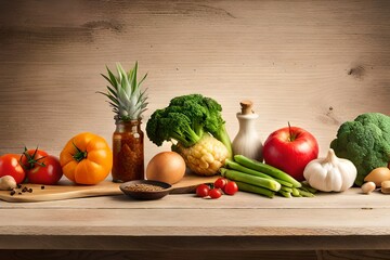 Panorama of healthy fresh ingredients for  food 