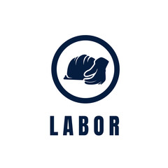 hand holding a worker's helmet in a circle logo design vector illustration