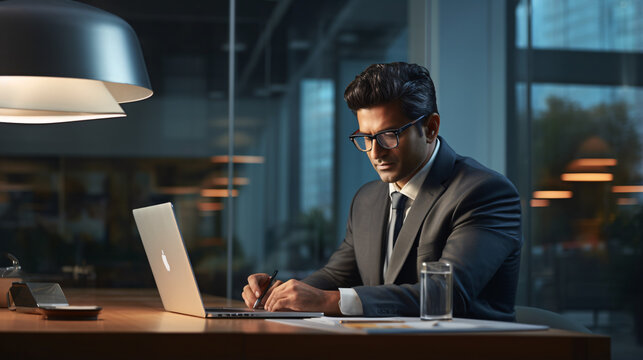 business, businessman, laptop, computer, office, working, people, manager, desk, worker, work, notebook, technology, person, smiling, professional, men, table, executive, sitting, job, suit, handsome