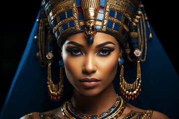 Ancient Royalty. Woman in Egyptian Queen Costume. Captivating Echoes of History and Elegance. Generative Ai