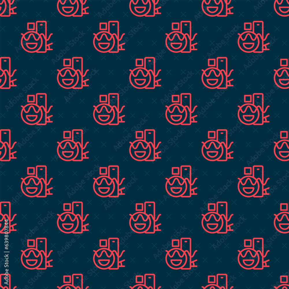 Poster red line basic geometric shapes icon isolated seamless pattern on black background. vector