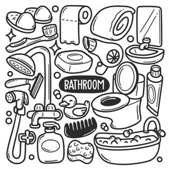 Bathroom Stickers Hand Drawn Doodle Coloring Vector