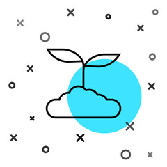 Black line Tea leaf icon isolated on white background. Tea leaves. Random dynamic shapes. Vector