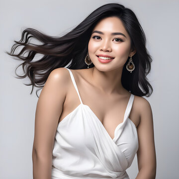  Exquisite Fashion Photoshoot of Attractive Filipino Woman on Plain White Background