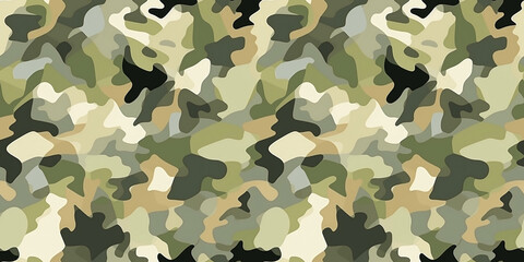 Fototapeta premium Olive green camouflage seamless pattern. Camo print fabric textile print. Tile military background.