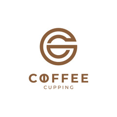 vintage and modern coffee cupping with letter C logo design