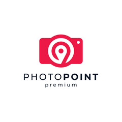 camera and pin for photo spot logo design