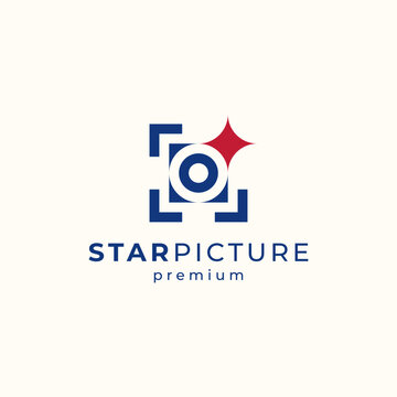 camera and star with vintage style for photography logo design