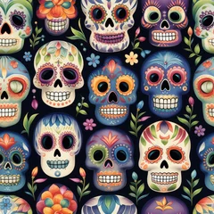 Papier Peint photo Crâne Mexico Day of the Dead skulls and bones
