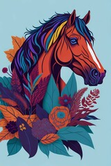 Fototapeta na wymiar A detailed illustration of a Horse for a t-shirt design, wallpaper, and fashion