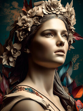 portrait of a woman with feathers