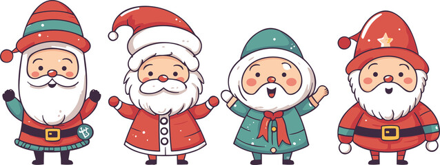 character set Merry Christmas illustration Santa Claus.