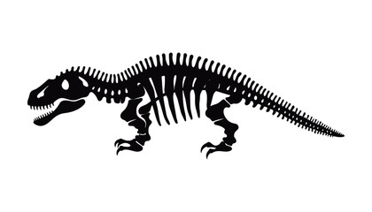 Naklejka premium Tyrannosaurus dinosaur skeleton. Bones of prehistoric creatures isolated monochrome. Vector illustration