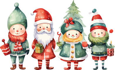 character set Merry Christmas illustration Santa Claus.