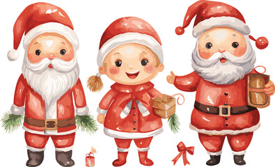 character set Merry Christmas illustration Santa Claus.