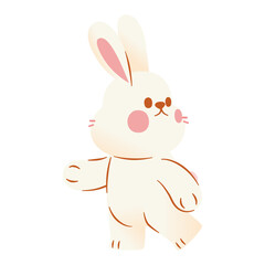 Obraz na płótnie Canvas Adorable White Fluffy Rabbit Character Illustration in Whimsical Cartoon Style, Transparent