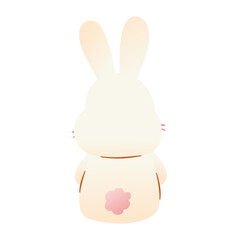 Adorable White Fluffy Rabbit Character Illustration in Whimsical Cartoon Style, Transparent