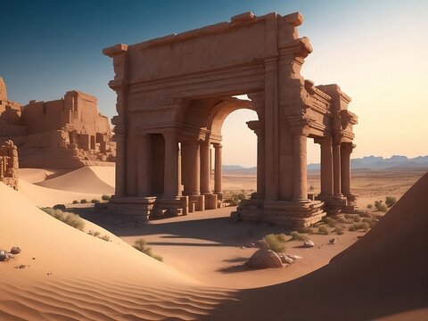 Desert Landscape with Ancient Ruins