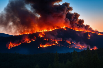 wildfire in the mountains