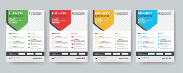 Modern corporate business conference flyer template design and Elegant Corporate business conference a4 cover flyer template, Geometric Corporate business flyer template design