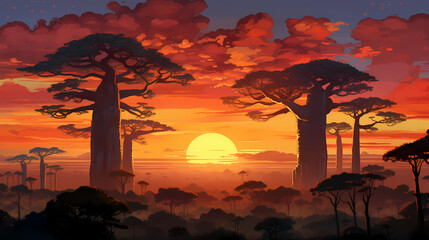 Illustration of a beautiful view of Madagascar - obrazy, fototapety, plakaty