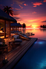 Fototapeta premium Illustration of a beautiful view of a tropical island