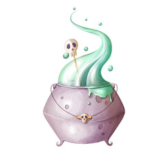 Halloween cauldron watercolor witchcrafts