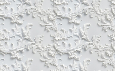 Elegant White and Gray Floral Plaster Texture