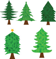 set of christmas trees