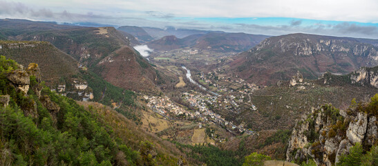 Peyreleau village from Cirque de Madasse, France
