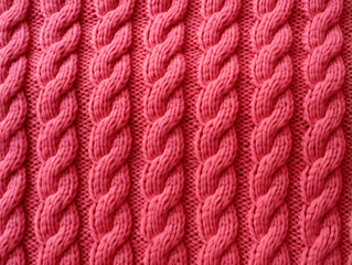 Red knitted wool sweater fragment close-up, texture background Generative ai