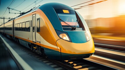 Naklejka premium High Speed Train, Transportation, Generative AI