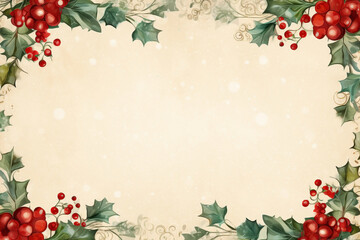 Christmas style border.  Xmas themed border around a white rectangle