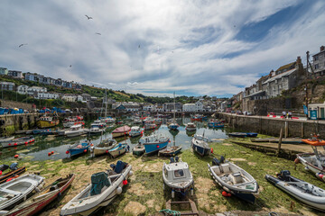 Mevagissey Harbour at low tide