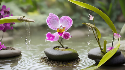 zen stones with orchid