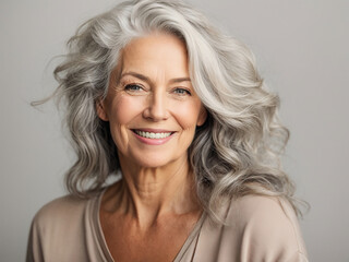 Fototapeta premium Beautiful elderly lady, gray hair