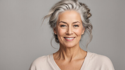 Fototapeta premium Beautiful elderly lady, gray hair