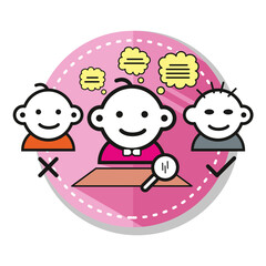 3d render, people avatar collection. Set of round stickers with cartoon character faces, user id thumbnail, modern icons for social account design. Portrait circles isolated on white background