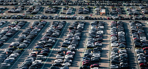 aerial view of a crowded car parking