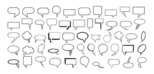 Naklejka na ściany i meble Big collection of different types empty speech clouds chat bubbles icon vector shapes for comics or web. Add text, easy to edit, any size.