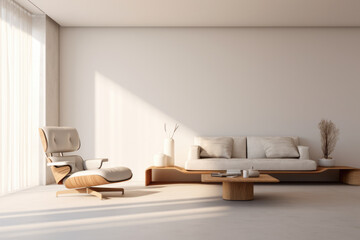 Fototapeta na wymiar Luxurious minimalist living room with modern furniture