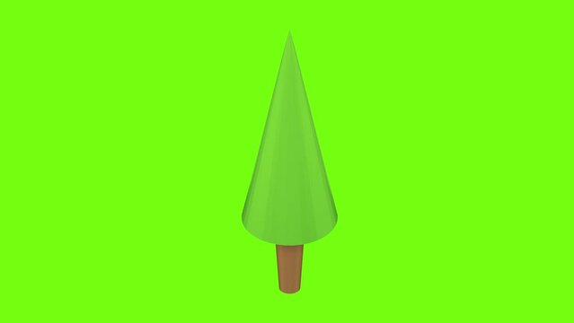 Tree 3D Animated Icon on Green Screen Background. 4K Animated 3D Icon to Improve Your Project and Explainer Video.