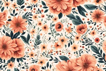 Fotobehang seamless pattern with flowers © CREAM 2.0