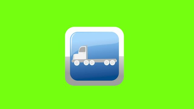 Truck icon with a white dumpster on a green key background for a motion designer in after effects and video editing software Render 3D green screen objects download