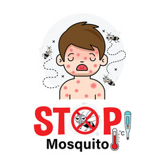 STOP Mosquitos, Warning sign infographic.