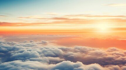 Fototapeta premium Aerial view White clouds in sky. Top. View from drone. Aerial bird's eye. Aerial top view cloudscape. Sky background