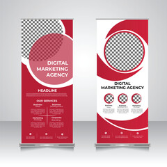 Modern corporate roll up standee banner design, pop up, retractable banner template
