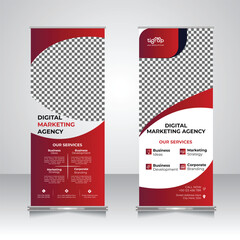 Modern corporate roll up standee banner design, pop up, retractable banner template