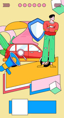 Buying insurance for car flat character vector concept operation illustration
