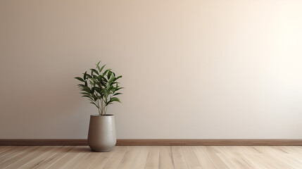green plant in the interior with beige background